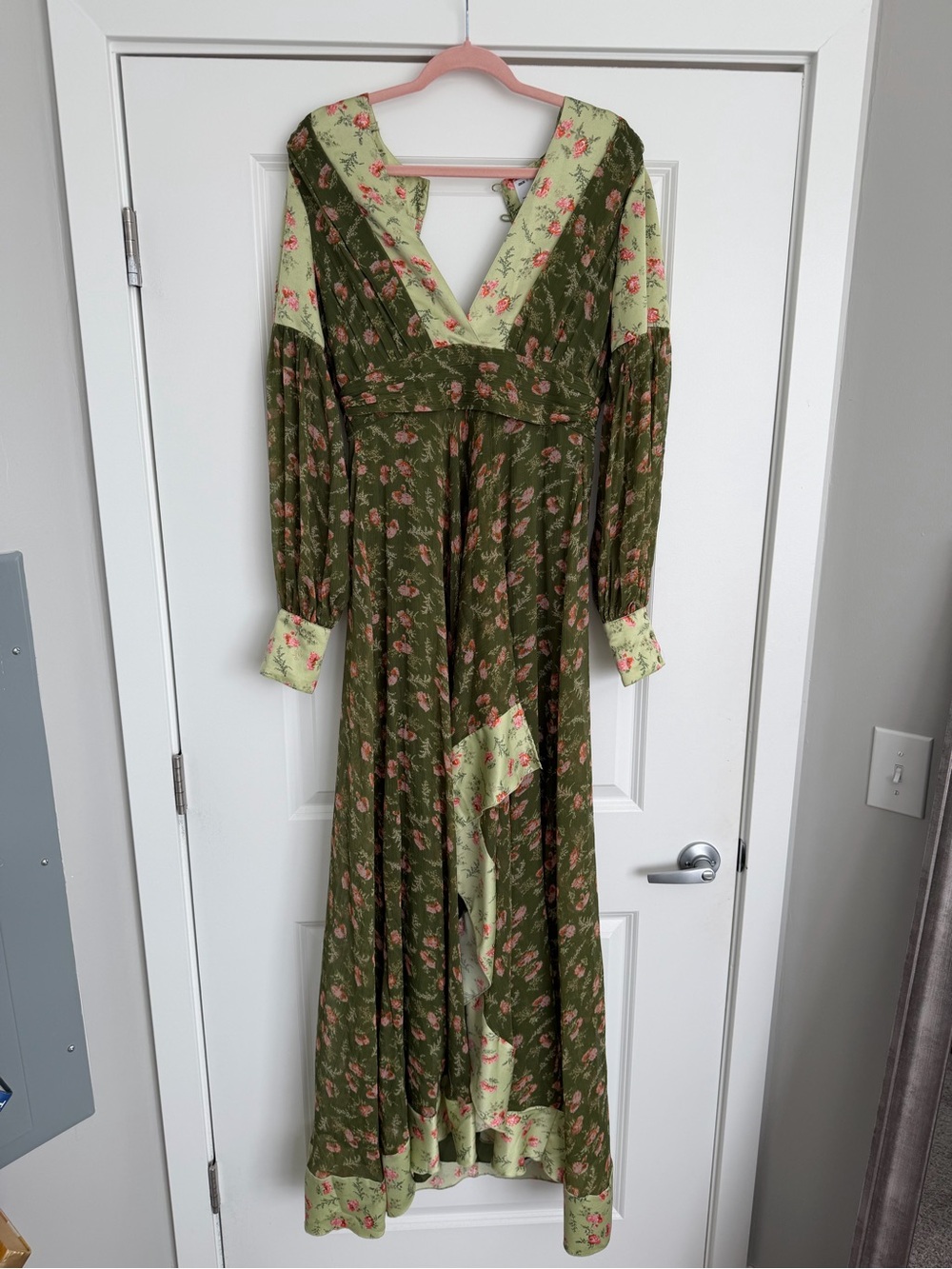 ASOS Green Floral Long Sleeve Maxi Dress - 6 Tall